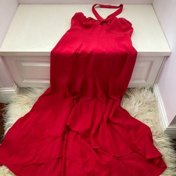 JILL JILL STUART TWIST NECK HIGH-LOW HALTER DRESS - Picture 6 of 9